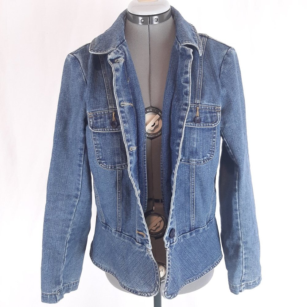 St Johns Bay Stretch Jean Jacket Small Chico
